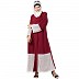 Double layered abaya with embroidered fabric- Maroon-White
